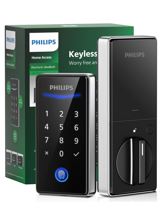 Keyless Entry Door Lock with Keypad - Smart Deadbolt Lock for Front Door, Auto Lock, One-time PIN Code, Fingerprint Door Lock - Satin Nickel