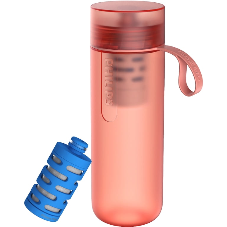 Philips GoZero Active Water Bottle With Fitness Filter, 20 Oz, Red