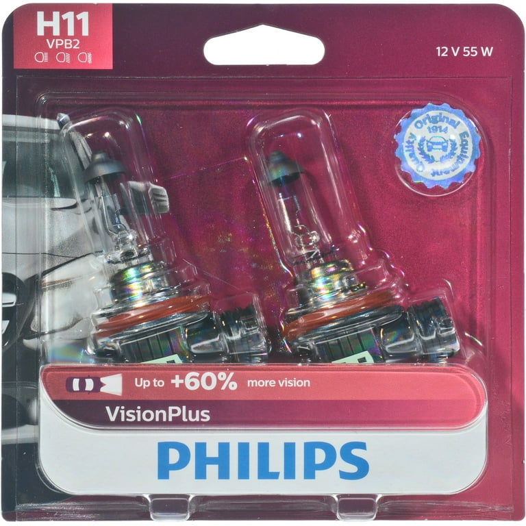Philips H7 VisionPlus Upgrade Headlight Bulb with up to 60% More Vision, 2  Pack