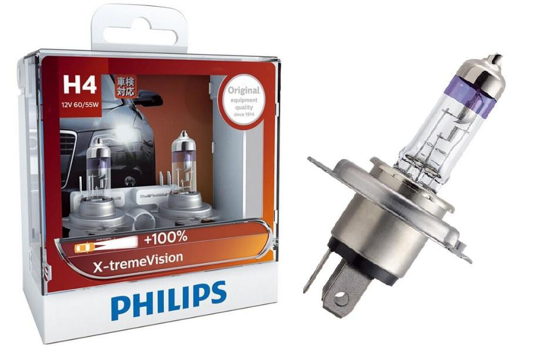 2 ampoules H4 12V 60/55W Racing Vision +150 PHILIPS (12342RVS2
