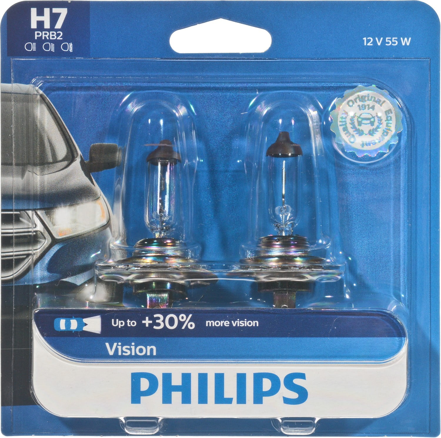 Philips H7 Vision Headlight, Pack of 2