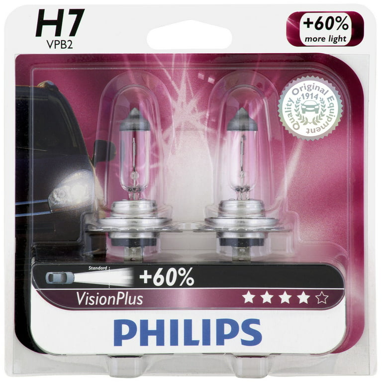 Philips 0730530 12972VPS2 VisionPlus +60% H7 Headlight Lamp Pack of 2