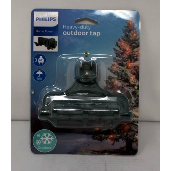 Philips Heavy-Duty Outdoor Tap 3-Outlet Grounded With Covers Green