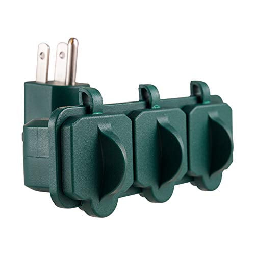 Philips Heavy-Duty Outdoor Tap 3-Outlet Grounded With Covers Green