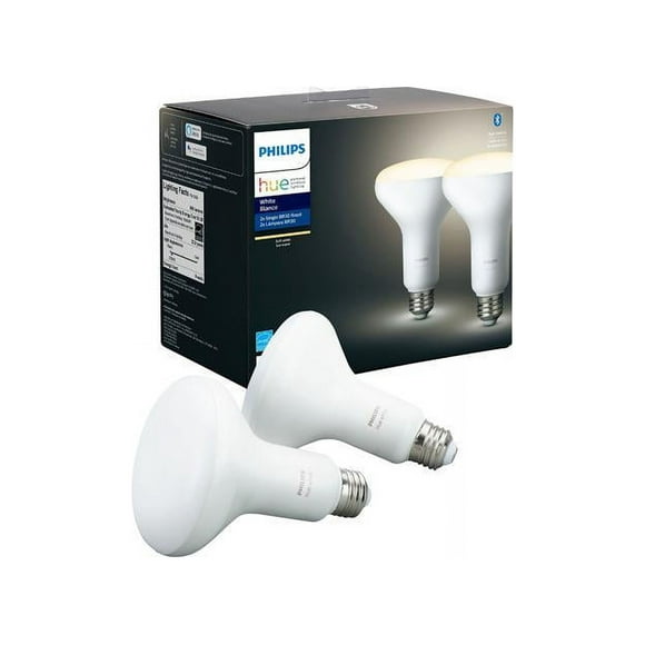 Philips Hue 538173 White BR30 Bluetooth Smart LED Bulb (2-Pack) - White