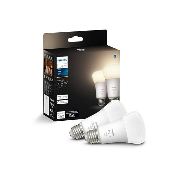 Philips Hue 75 W Soft Warm White Smart Light, Works with Alexa, Google Assistant and Apple Homekit (2 Pack)