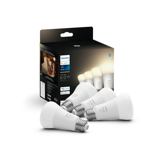 Philips Hue A19 Bluetooth Smart LED Bulb 4-Pack, White
