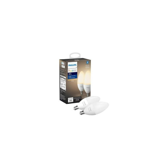 Philips Hue E12 Bluetooth Smart LED Decorative Candle Bulb, 2-Pack, White 5.5 Watt