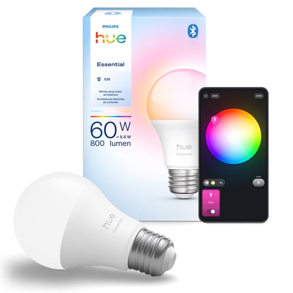 Philips Hue Essential White & Color Ambiance 60-Watt Equivalent (800lm) A19 General Purpose Light Bulb (Medium Base) 1-Pack