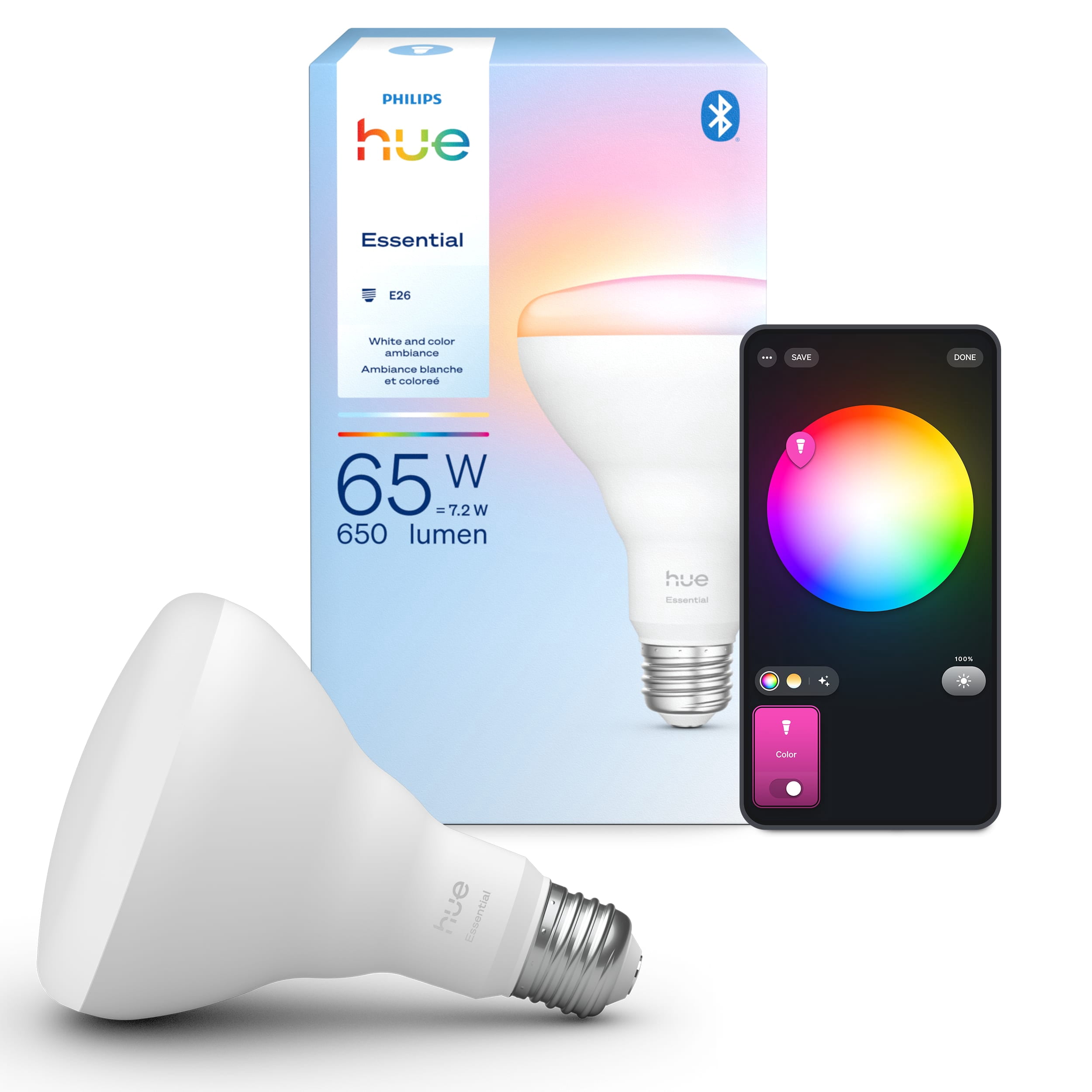 Philips Hue Essential White & Color Ambiance 65-Watt Equivalent (650lm) BR30 Flood Light Bulb (Medium Base) 1-Pack
