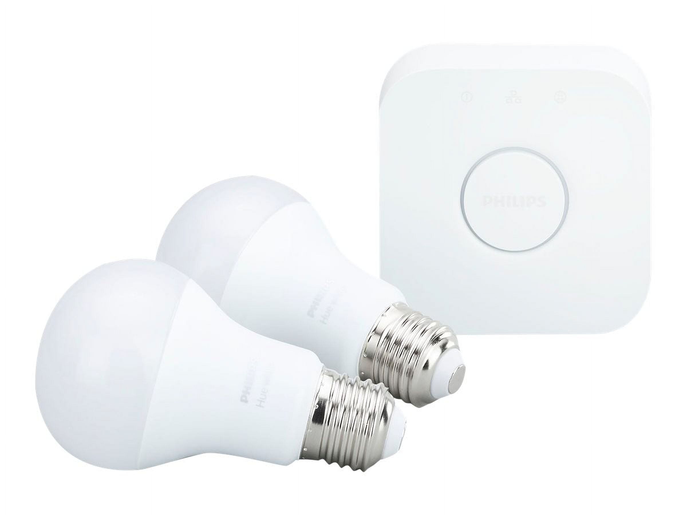 Philips Hue LED 60-Watt White Ambiance A19 Dimmable Wi-Fi Connected Smart  Bulb 2 pack Starter Kit With Hub, E26 Medium Base 