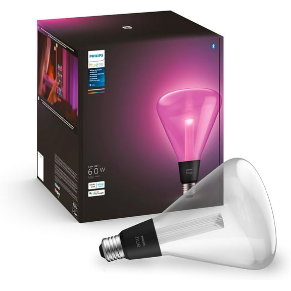 Philips Hue Lightguide TR125 Triangle Smart LED Bulb  Handblown Glass - Color Changing Light - Compatible with Amazon Alexa, Apple HomeKit and Google Assistant - Bluetooth and Hue Bridge Compatible
