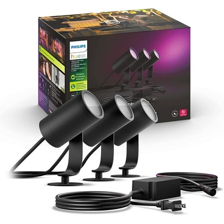 Philips - Hue Lily Outdoor Spotlight Basekit (3-pack) - White and Color Ambiance