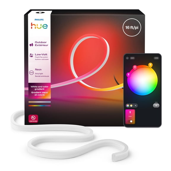 Philips Hue Neon Outdoor Multicolor Lightstrip 5m (16ft) - Vibrant Color and Ambiance