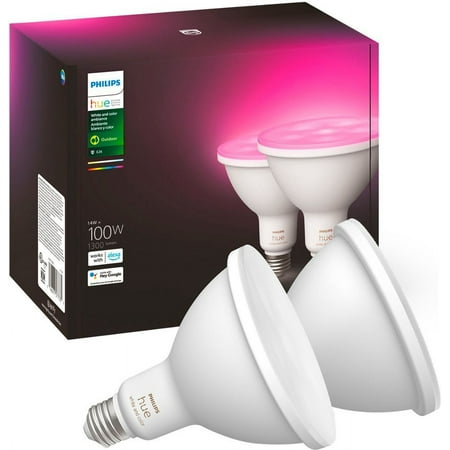Philips - Hue PAR38 100W Smart LED Bulb (2-Pack) - White and Color Ambiance