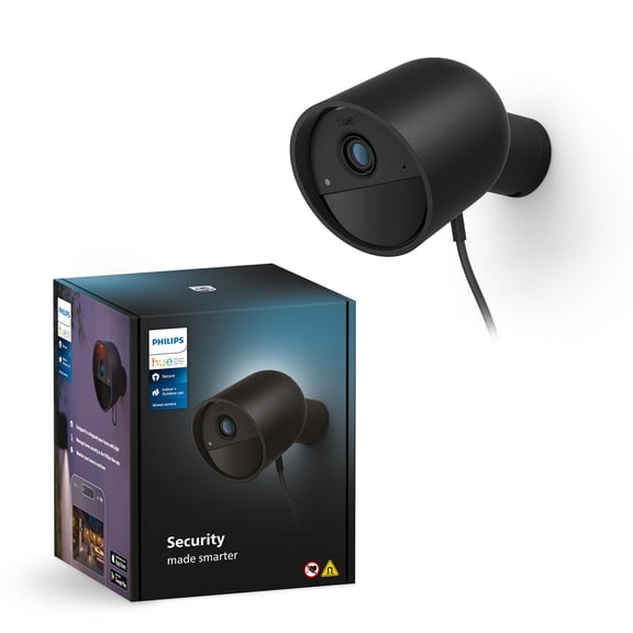 Philips Hue Secure Wired Security Camera, Black