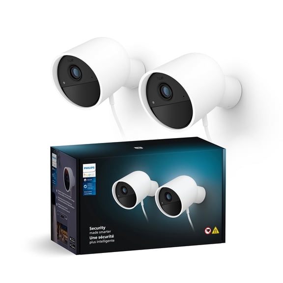 Philips Hue Secure Wired Security Camera, White - 2-Pack