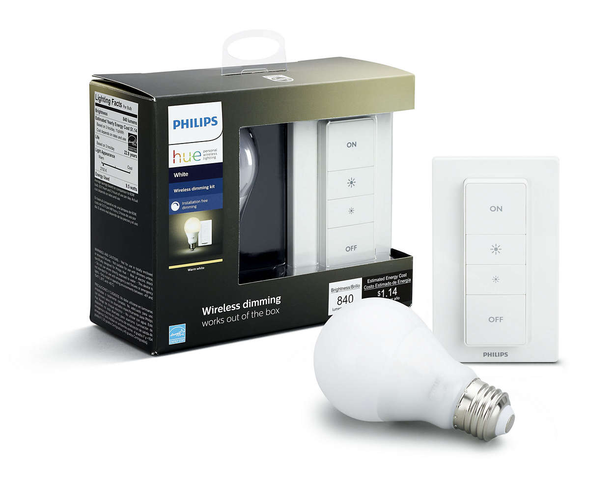 Philips Hue White A19 Smart Light Dimming Kit, 60W LED, 1-Pack - image 1 of 2
