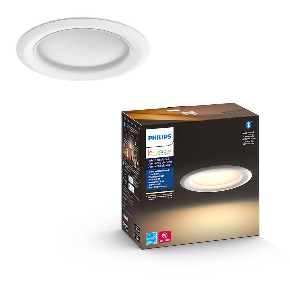 Philips Hue White Ambiance 4 In. Retrofit White LED Recessed Light