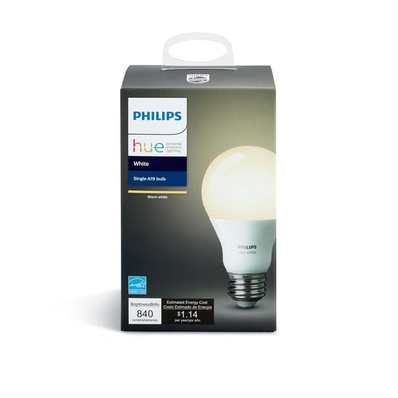 Philips Hue White Ambiance A19 LED 60-Watt Smart Light Bulb, Dimmable, E26 Medium Base (1-Pack)