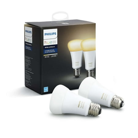 Philips Hue White Ambiance A19 Smart Light Bulb, 60W LED, 2-Pack