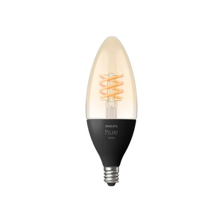 Philips - Hue White Filament E12 Bluetooth Smart LED Bulb - Black