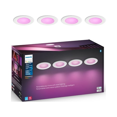 Philips - Hue Bluetooth 5-6" High Lumen Recessed Downlight (4-pack) - White and Color Ambiance
