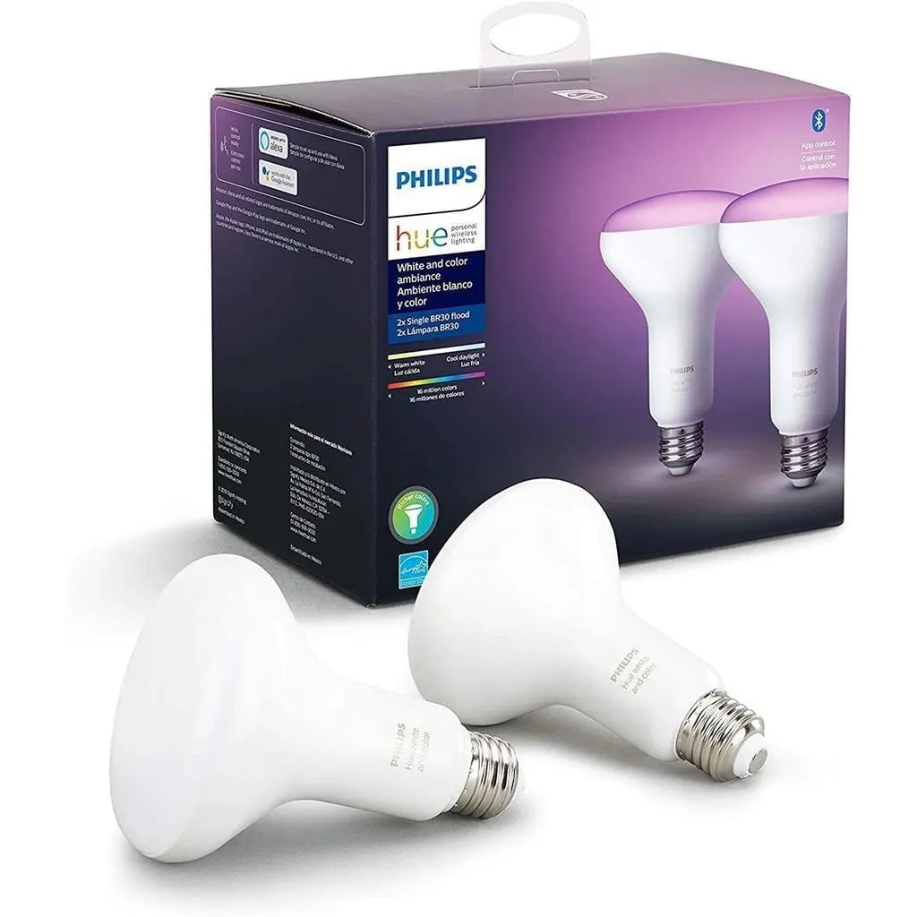 hundrede Europa erfaring Philips Hue White and Color Ambience BR30 Flood Lights 2 Pack 548586 NEW  SEALED - Walmart.com