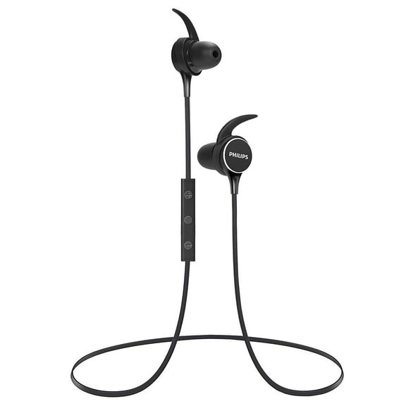 Philips IPX4 WATERPROOF, Wireless Bluetooth Headphones. In Ear Headset / Earbuds. Secure Fit, Powerful, High Quality Earphone. Rich Bass, Clear, Sport Stereo Sound Audio Output, Rapid Charge