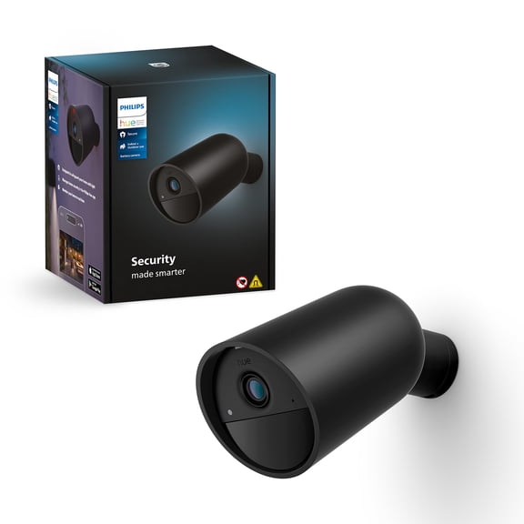 Philips Hue Secure Battery-Powered Smart Security Camera, Black