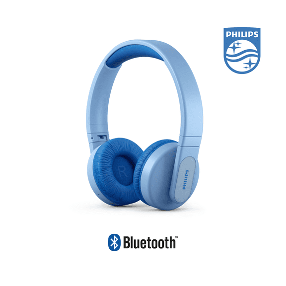 PHILIPS Kids Wireless Bluetooth Headphones, On-Ear, Safe Volume, Parental App, LED Light Panels, 28H Battery, Fast Charging, Great for School and Travel Blue