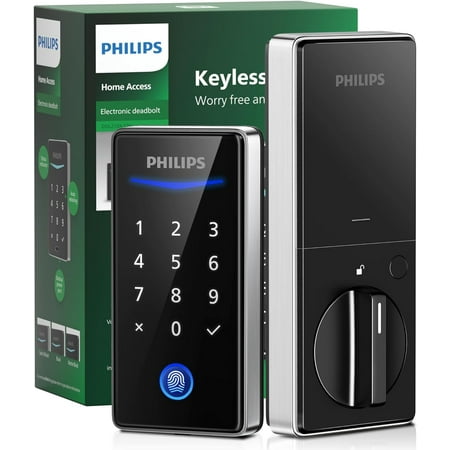 Keyless Entry Door Lock with Keypad - Smart Deadbolt Lock for Front Door, Auto Lock, One-time PIN Code, Fingerprint Door Lock - Satin Nickel