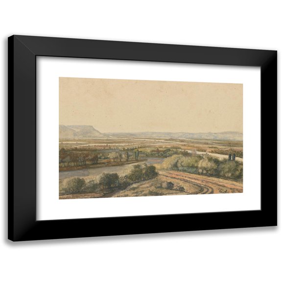 Philips Koninck 14x11 Black Modern Framed Museum Art Print Titled - River Landscape (About 1675)