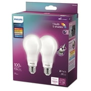 Philips LED 100-Watt A21 General Purpose Household Light Bulb, Frosted WhiteDial, Dimmable, E26 Medium Base 2-Pack