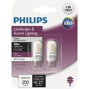 Philips LED 20-Watt T4 Bi-Pin Landscape & Accent Light Bulb, Non-Dimmable, G8 Bi Pin Base 2-Pack