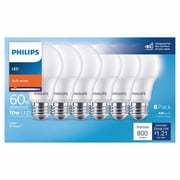 Philips LED 60-Watt A19 General Purpose Light Bulb, Frosted Soft White, E26 Medium Base (6-Pack)