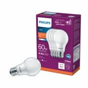Philips LED 60-Watt A19 General Purpose Light Bulb, Frosted Soft White, Non-Dimmable, E26 Medium Base 4-Pack