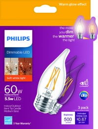 Philips LED WarmGlow filament standard ampoule dimmable - E27 A60