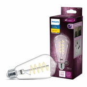 Philips LED 60-Watt ST19 Straight Tubular Filament Lightbulb, Clear Bright White, Dimmable, E26 Medium Base 1-Pack