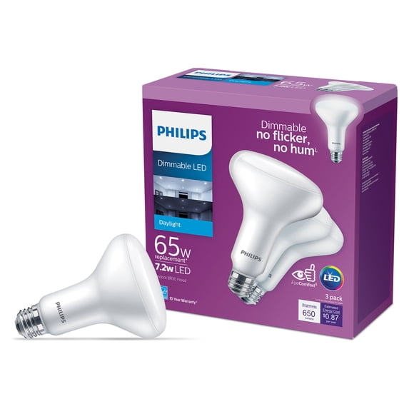 Philips 65W BR30 Soft White Flood Light Bulbs - 12 Pack, Dimmable Indoor Recessed Lighting