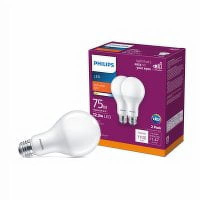 Philips LED 75-Watt A21 General Purpose Light Bulb, Frosted Soft White, Non-Dimmable, E26 Medium Base (2-Pack)