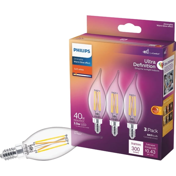 Philips Lighting LED Master Ultra Definition LED Light Bulb - Dimmable, 40W, Soft White - 3 Pack