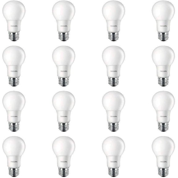 Philips LED Light Bulb, A19 Non-Dimmable Frosted, 800 Lumens, 60-Watt Equivalent, Daylight, 16-Pack