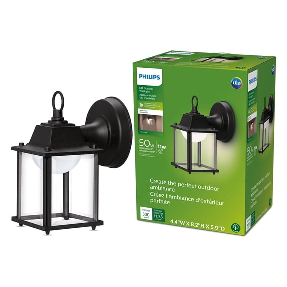Philips LED Solar Motion Sensor Outdoor Square Wall Lantern, Bright White, Dimmable (1-Pack)