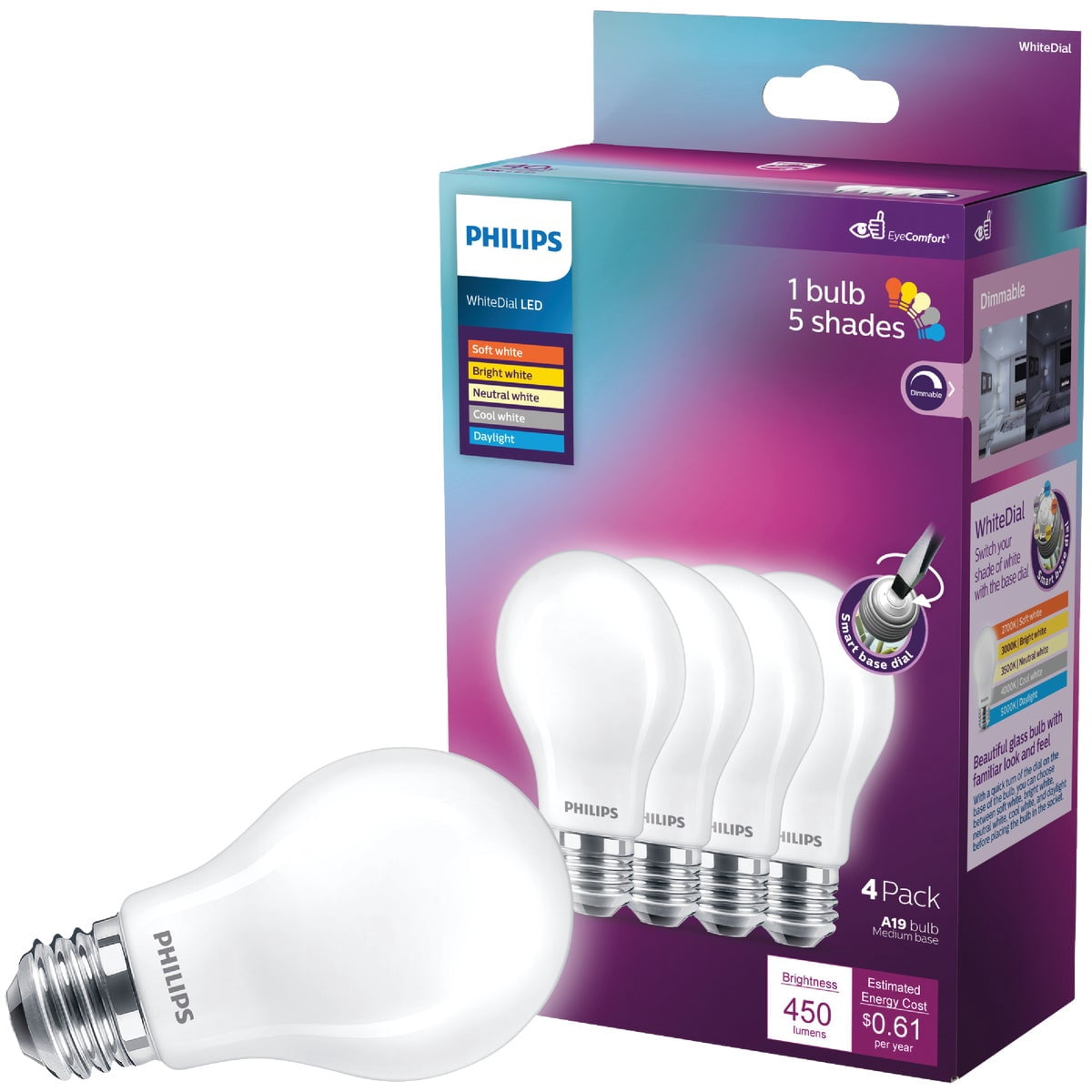 Philips Lighting LED Master LED A19 General Purpose Bulb - Dimmable, EyeComfort - 4 Pack