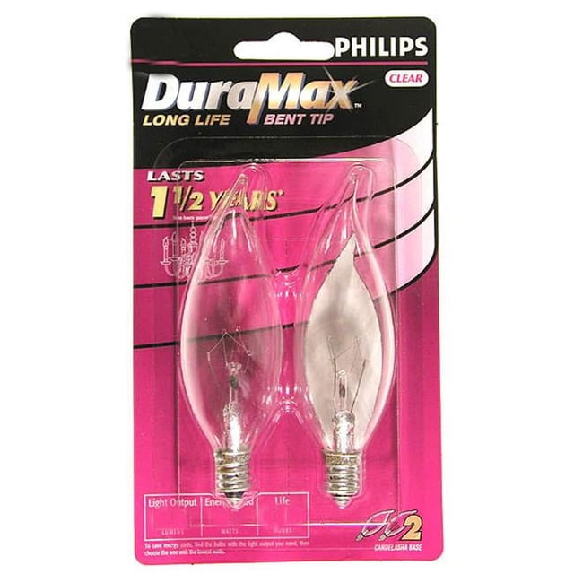 Philips Lighting 2 Count 60 Watt DuraMax Bent Tip Decorative Chandelier Light B - Pack of 6 ...