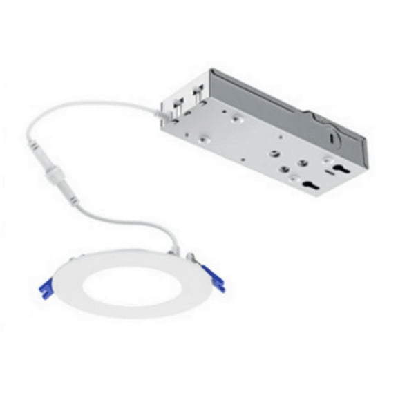 Philips Lightolier LED flat downlight dual select, 5 inch round FD5RSLMZ10SCTUW, field selectable lumens, 0-10v Dimming, 5 CCT field selectable CCT, White LED Downlight