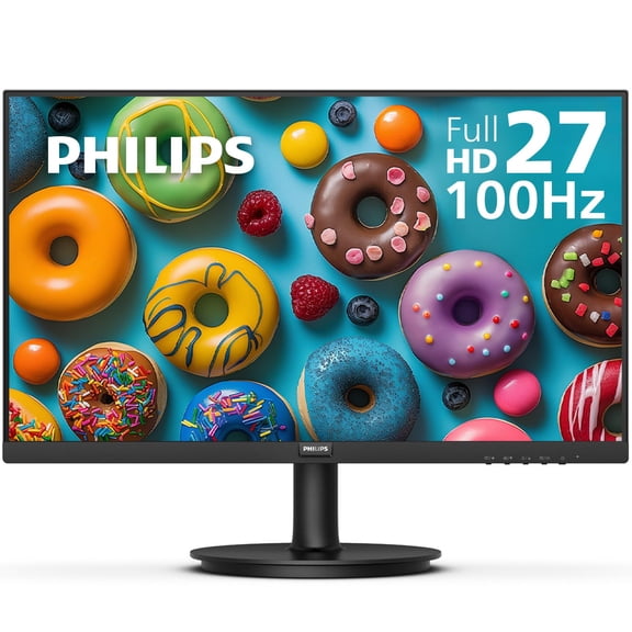 Philips New 27-inch Class Thin Full HD (1920 x 1080) 100Hz Monitor, VESA, HDMI x 1, VGA Port x1, Eye Care, 4 Year Advance Replacement Warranty, 271V8LB, Black