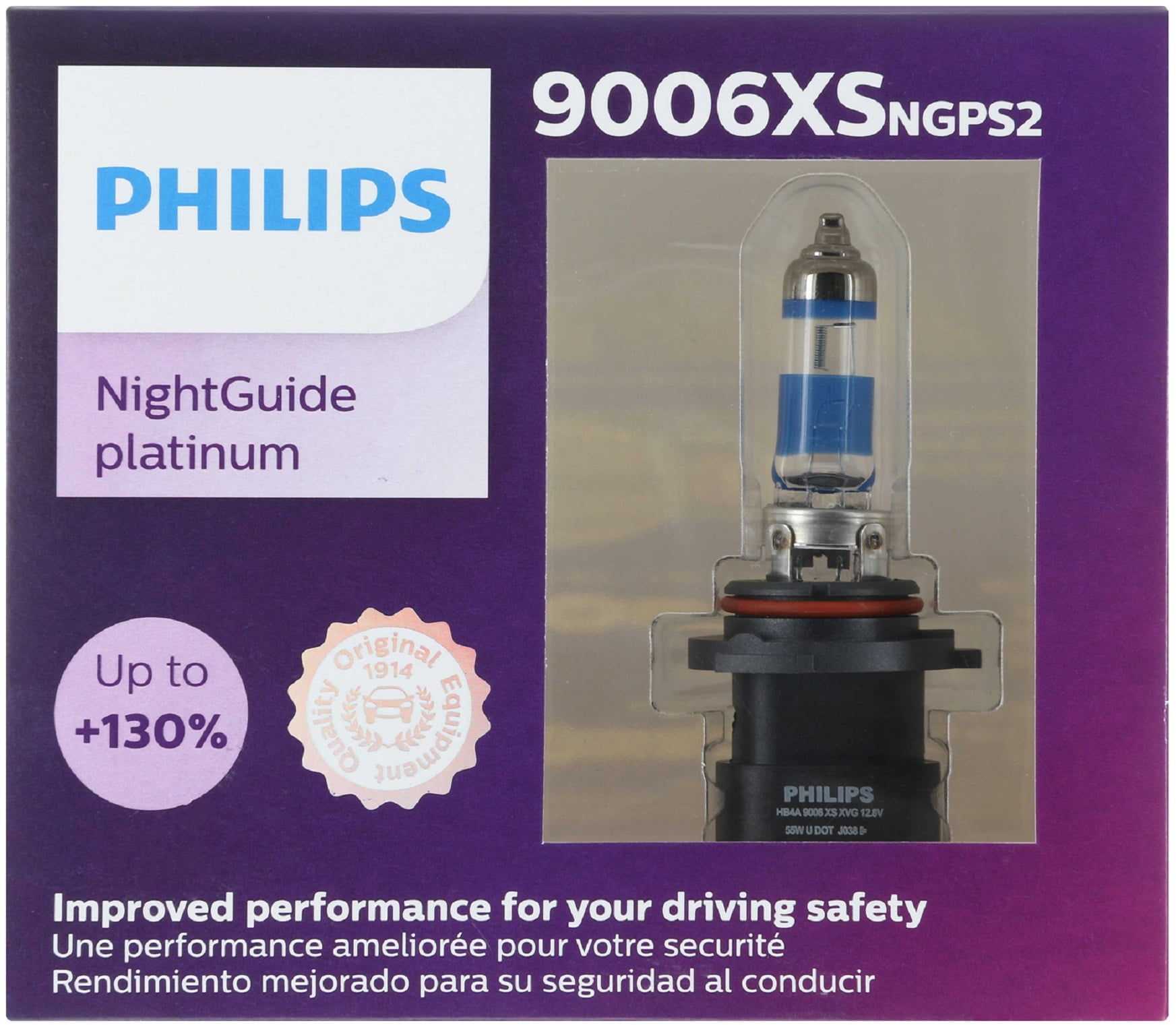 Philips Night Guide Platinum 9006XS 55W Two Bulbs Head Light
