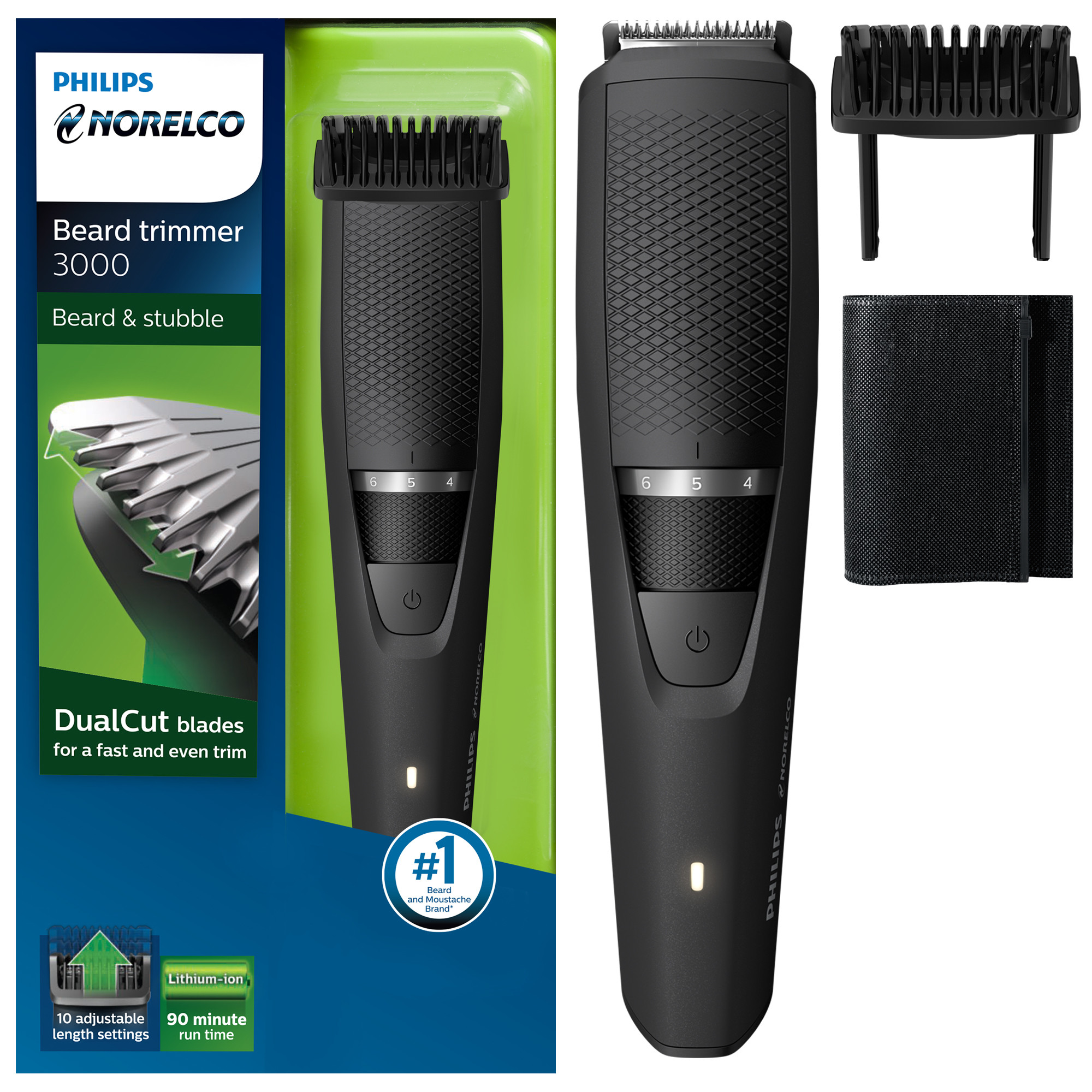 Philips Norelco Beard Trimmer and Hair Clipper - Cordless Grooming, Rechargeable, Adjustable Length, Beard Trimmer and Hair Clipper - No Blade Oil Needed - BT3210/41 - image 1 of 22